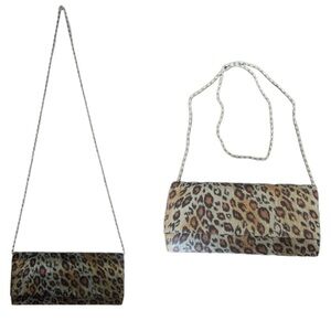 Vintage Leopard Clutch Evening Bag Shoulder Purse Fun Art to Wear Lined Pocket